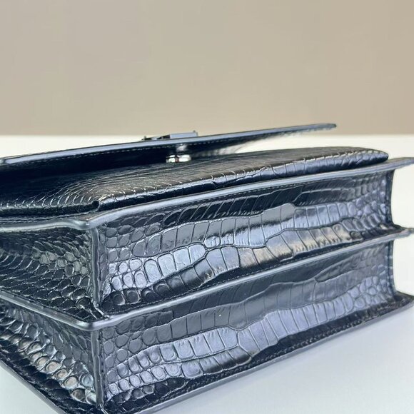 Yves Saint Laurent Black Crocodile Leather Sunset Shoulder Bag Crossbody - Picture 6 of 10